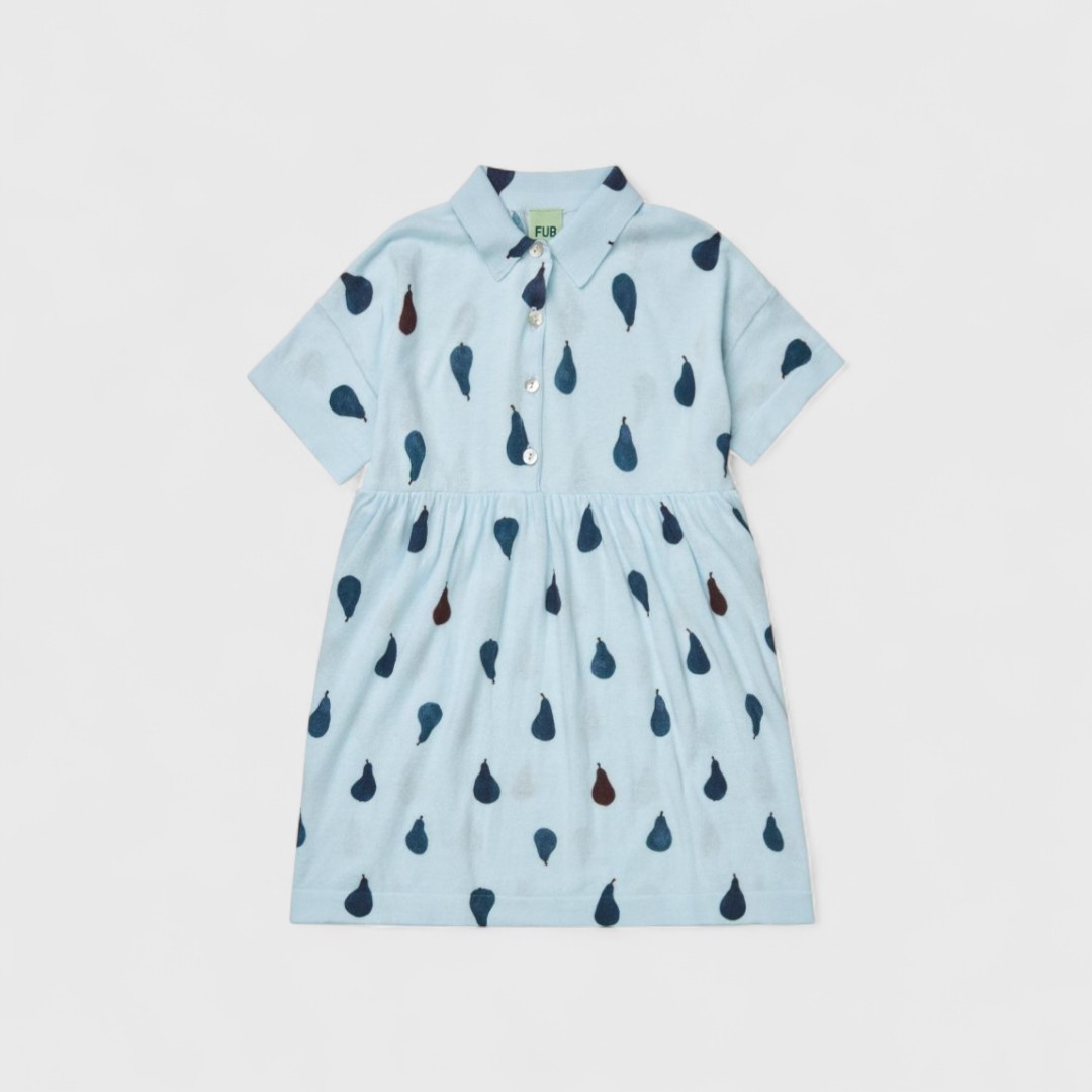 Голубое платье с принтом груш FUB