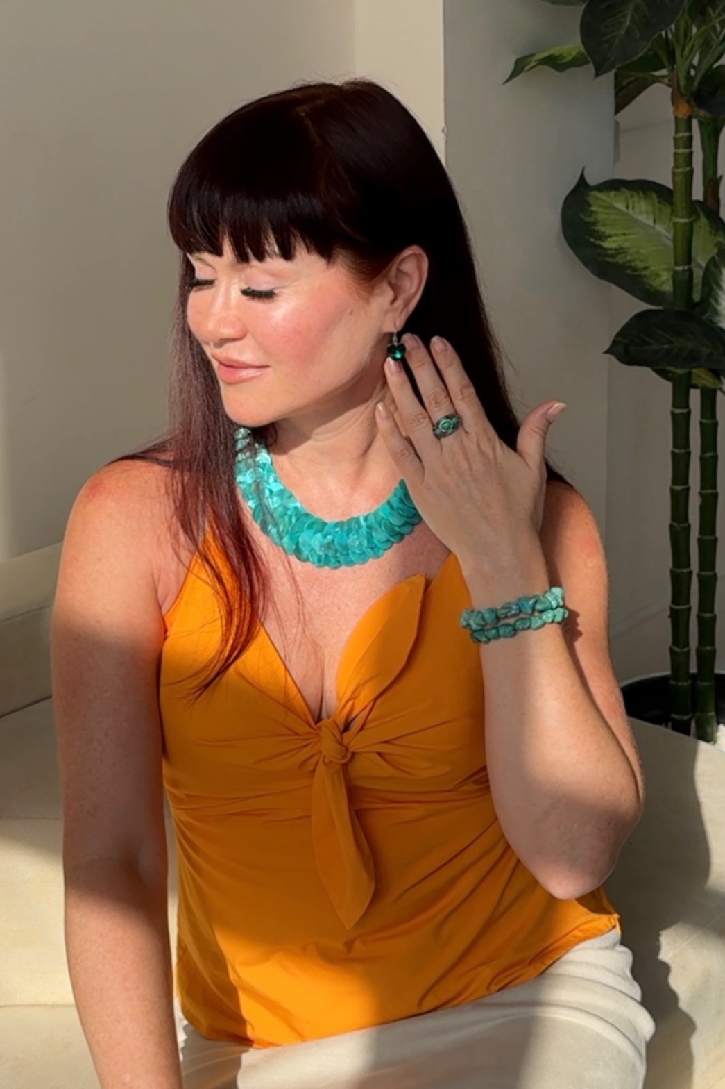 Бирюзовые  перламутровое украшение 