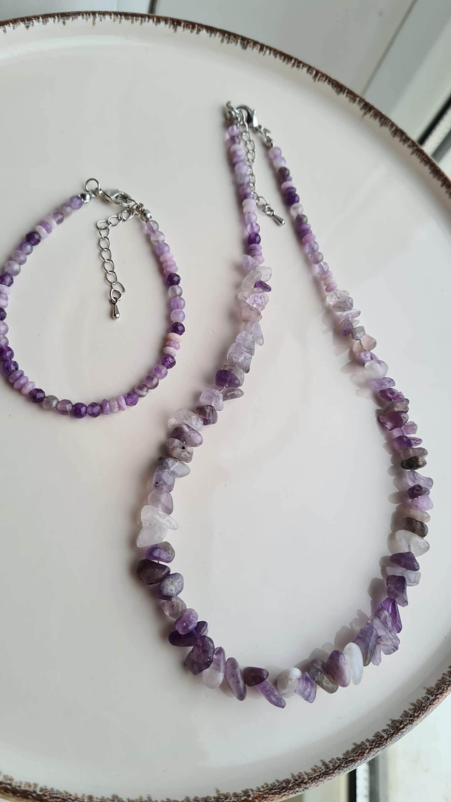  комплект украшений из камней аметист 