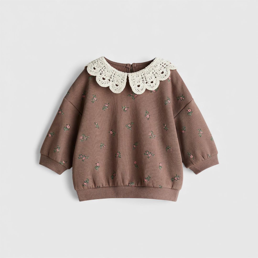 H&M Коричневый свитшот с кружевом