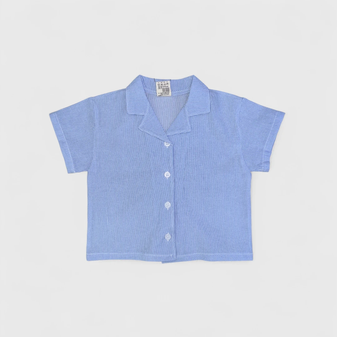 Синяя хлопковая рубашка для мальчиков