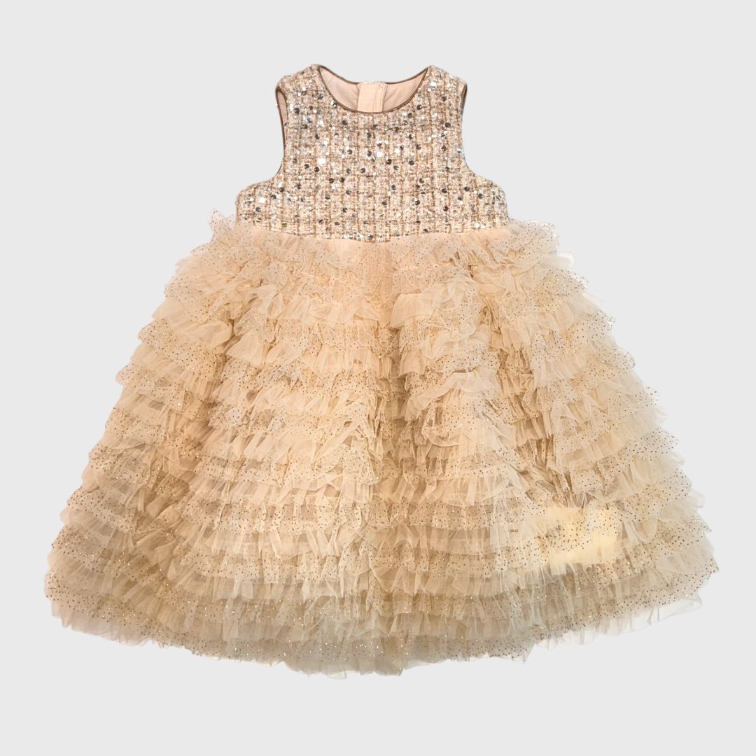 Бежевое платье твид