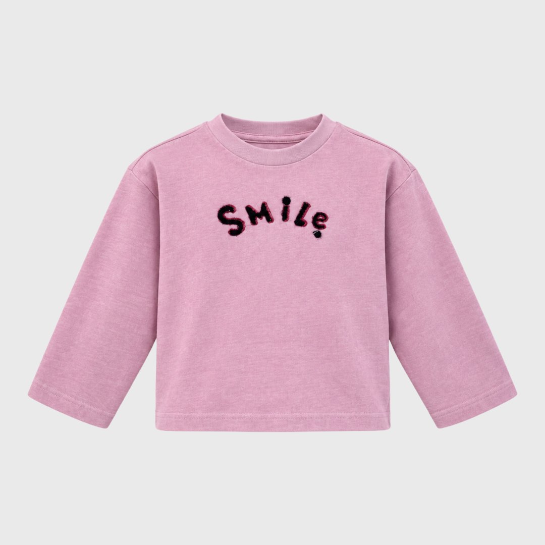 Розовая толстовка с надписью SMILE