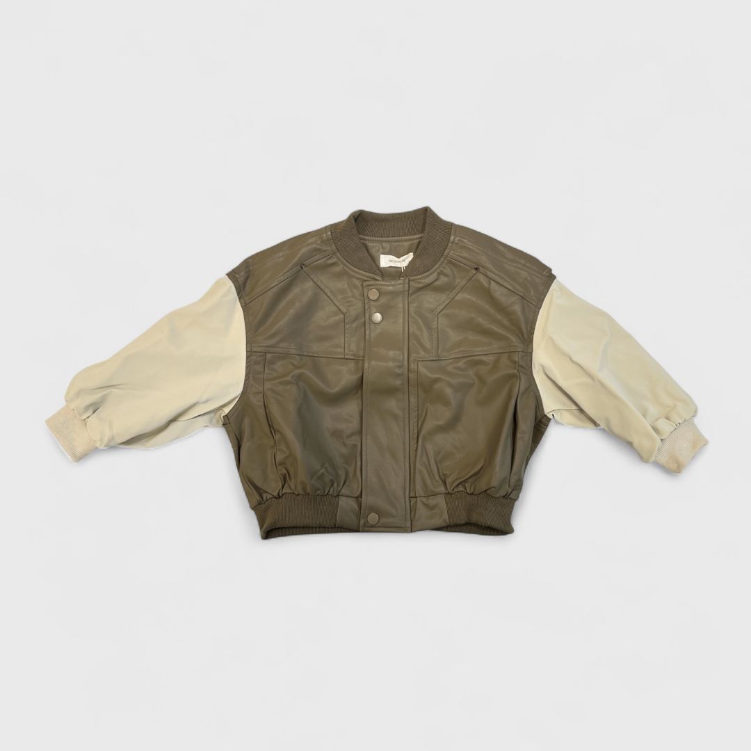 Хаки куртка из эко-кожи