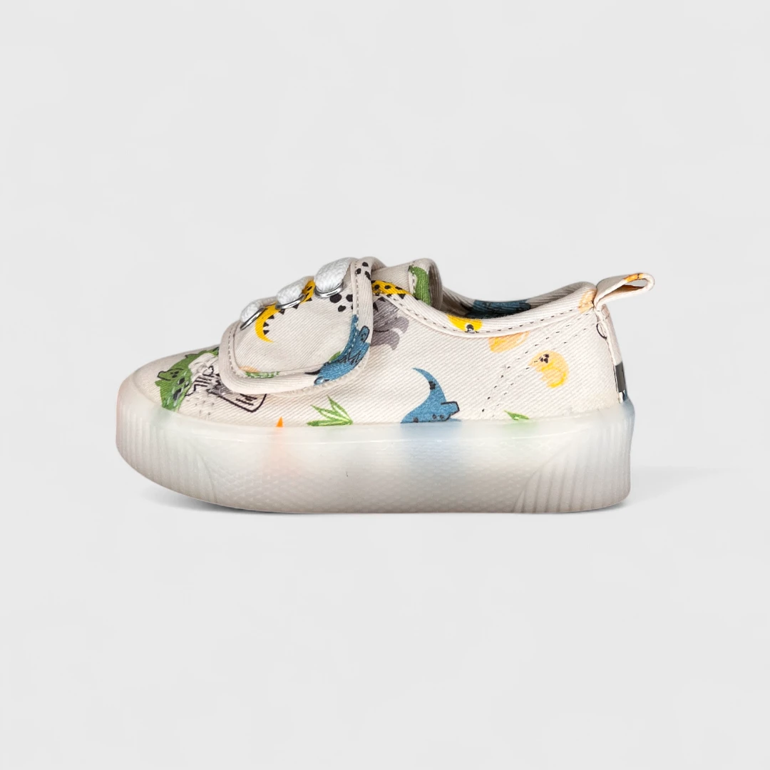 Белые кроссовки с принтом динозавров