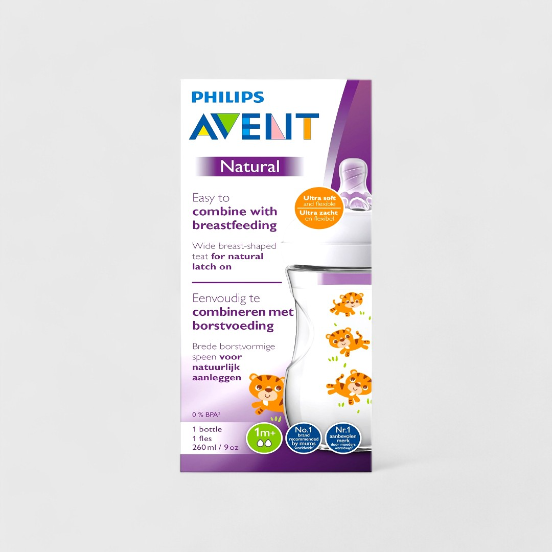 Philips Avent бутылочка с рисунком тигренка, 260 мл