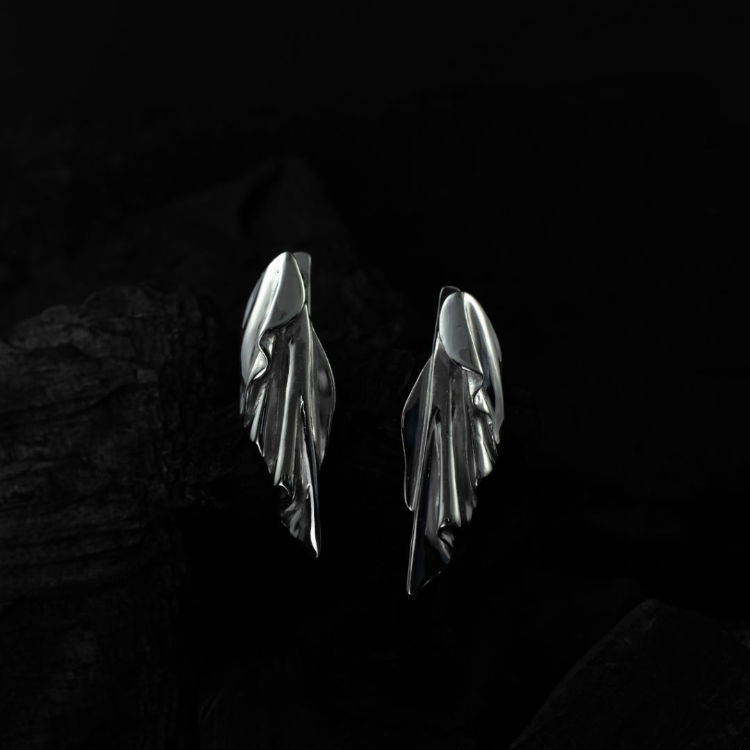 Серьги с фактурой крыла из коллекции MEMORY