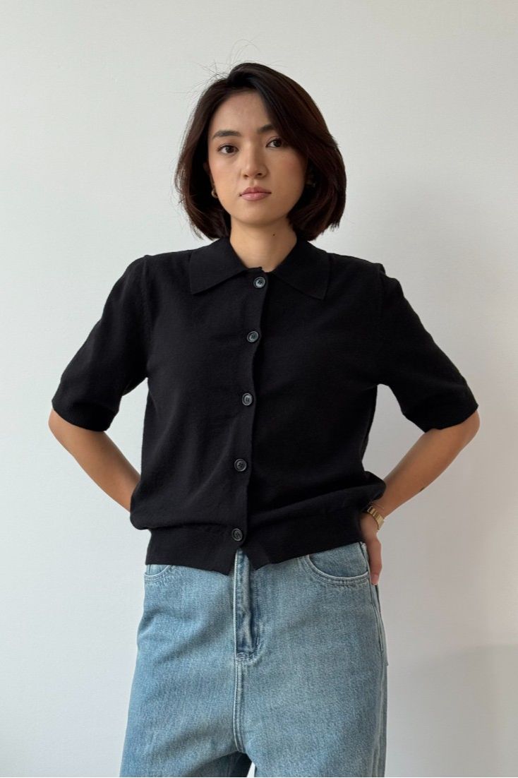 Черный кардиган с коротким рукавом