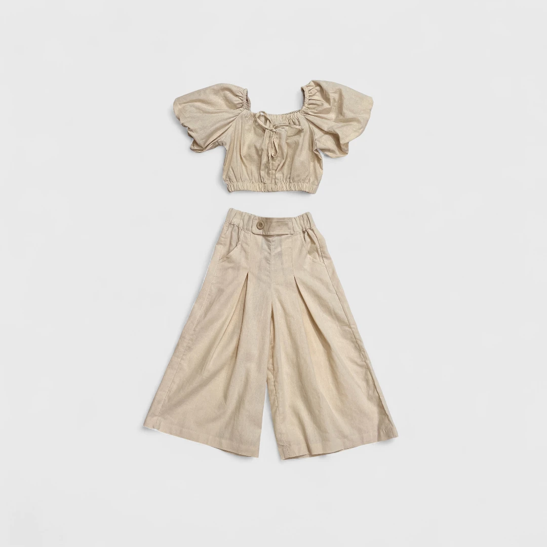 Бежевый комплект топ и брюки