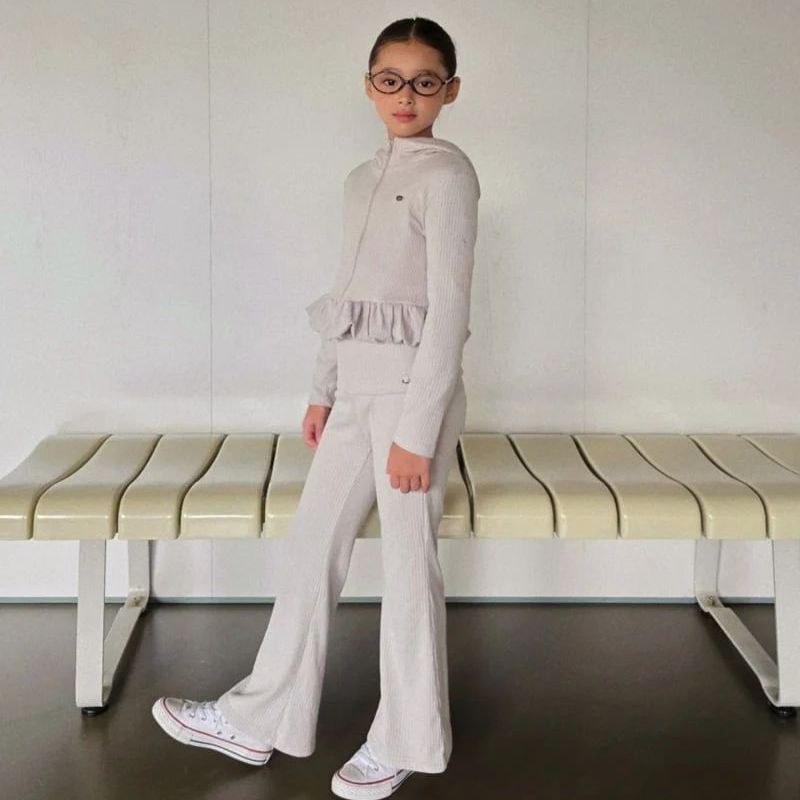 Серый костюм с капюшоном для девочек