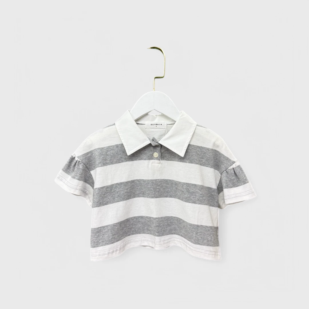 Серо-полосатое укороченное поло