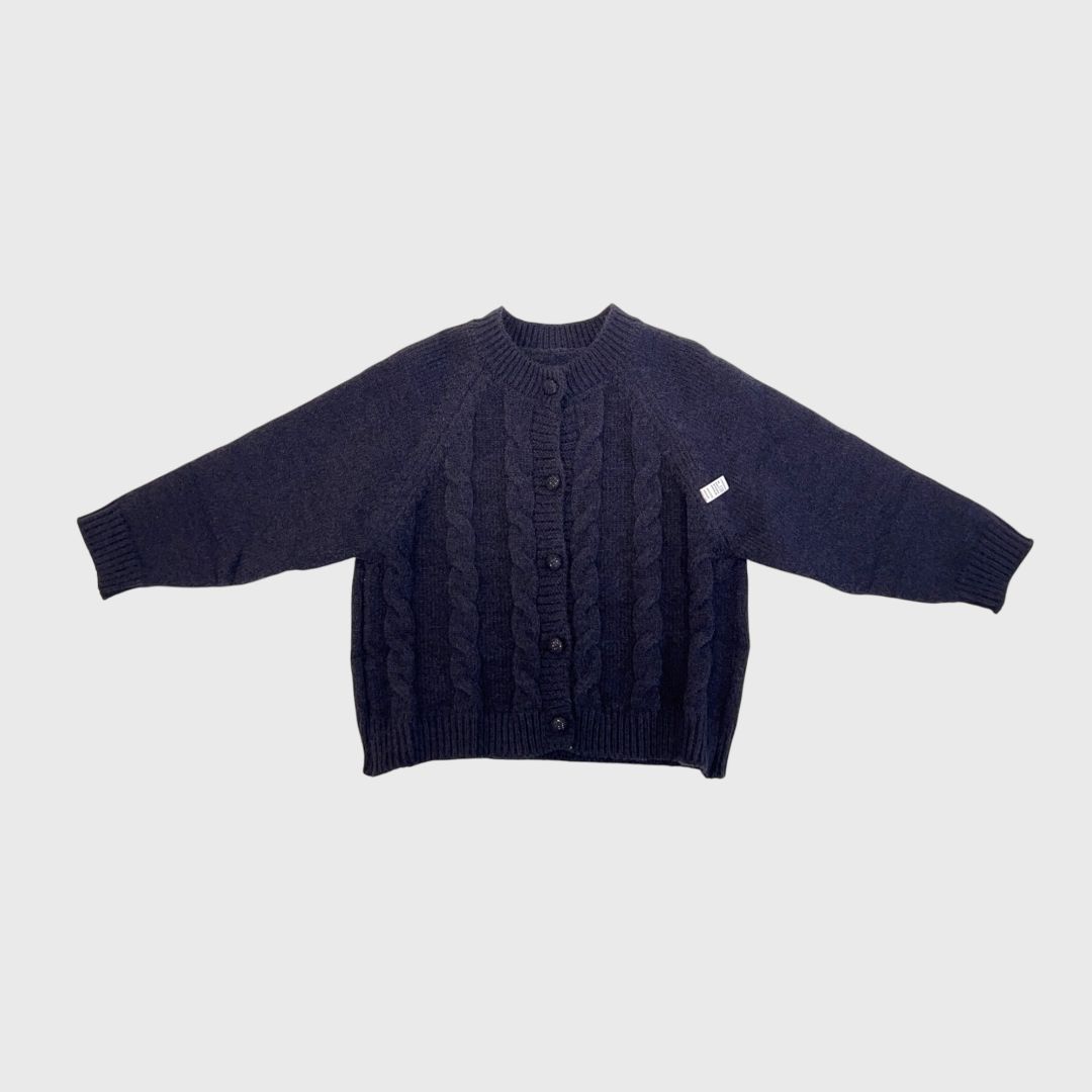Синий вязаный свитер с пуговицами