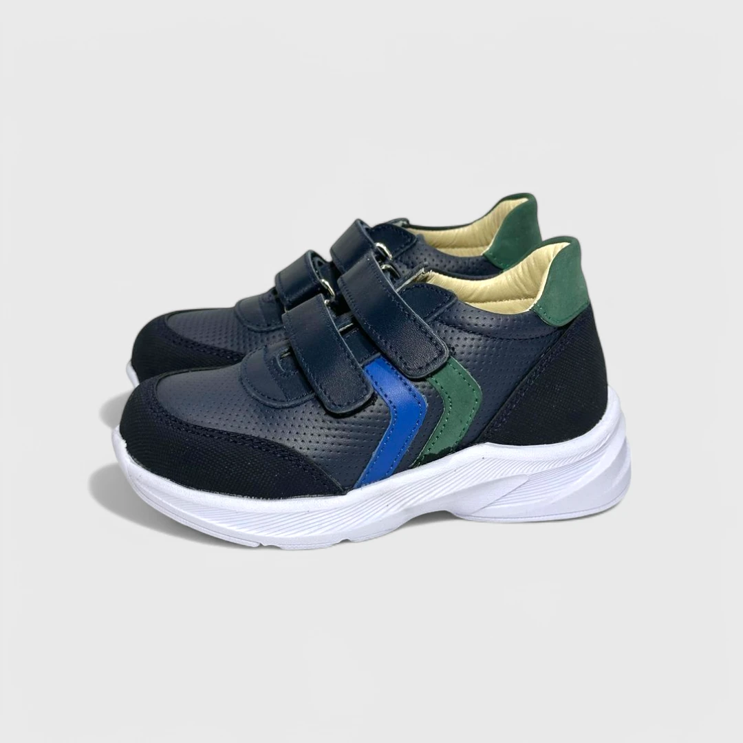 Кроссовки кожаные темно-синие