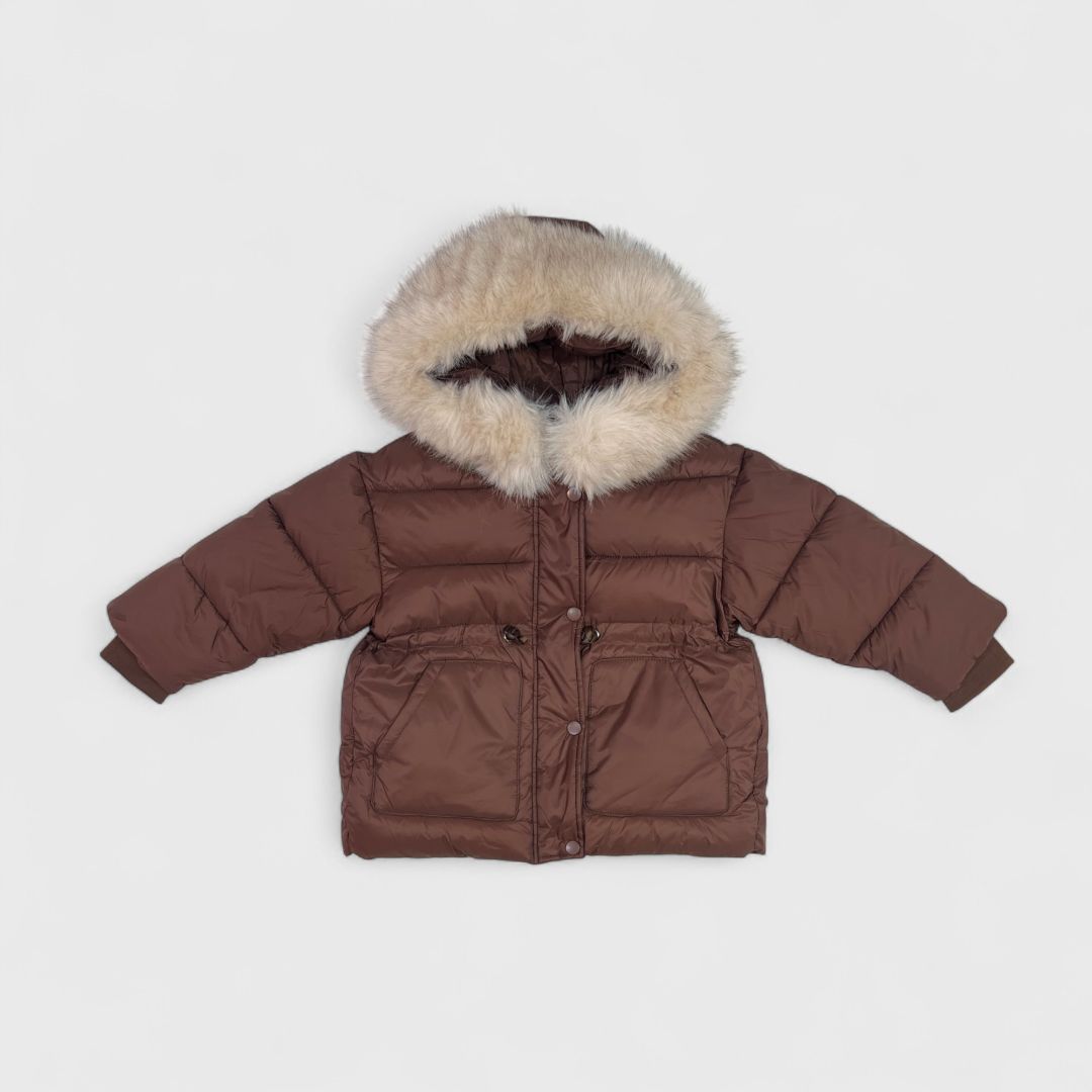 Коричневая куртка с мехом