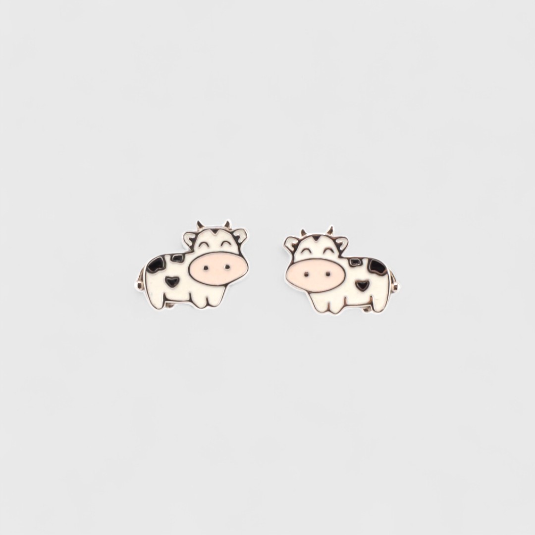 Серебряные серьги с коровками