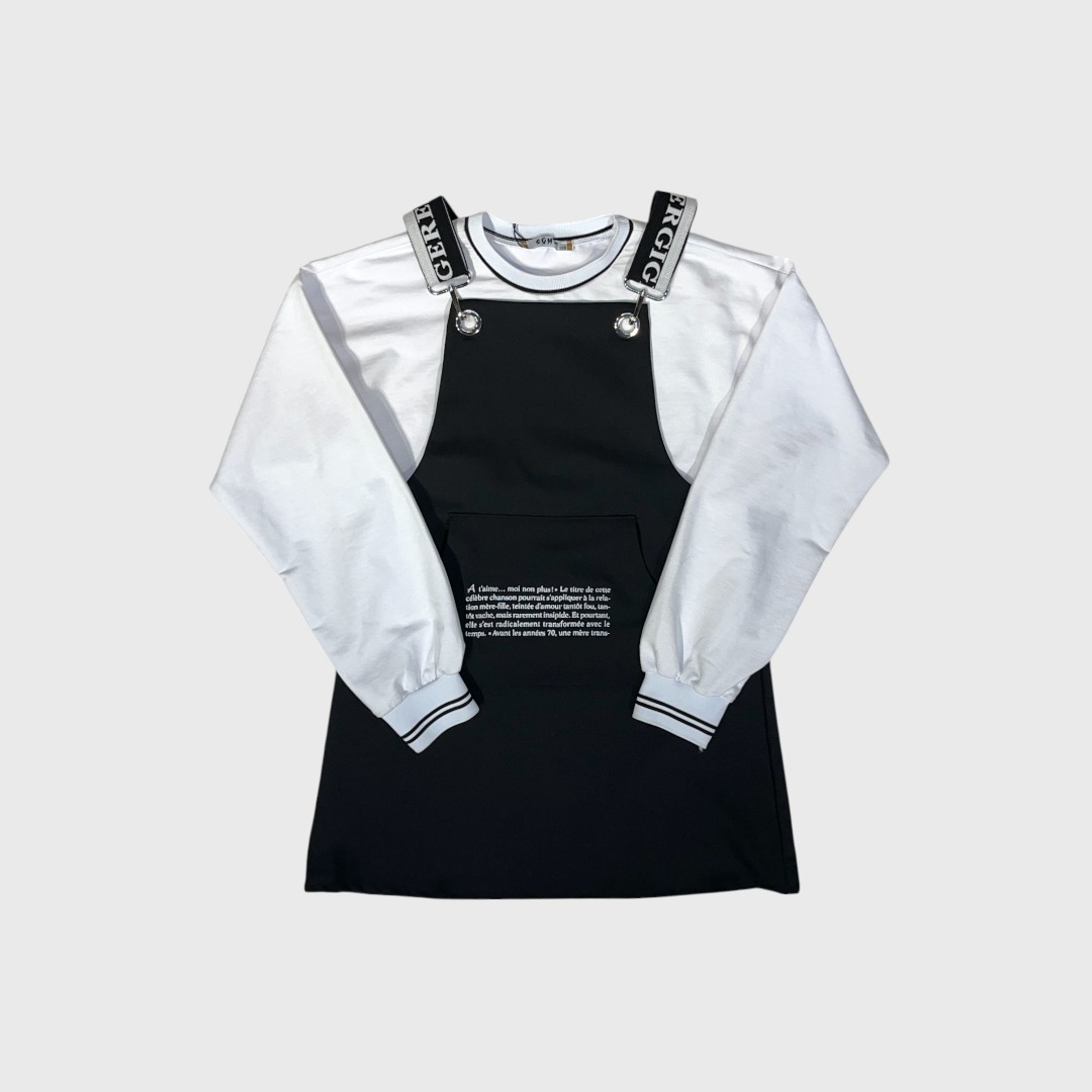 Черный сарафан с белым лонгсливом