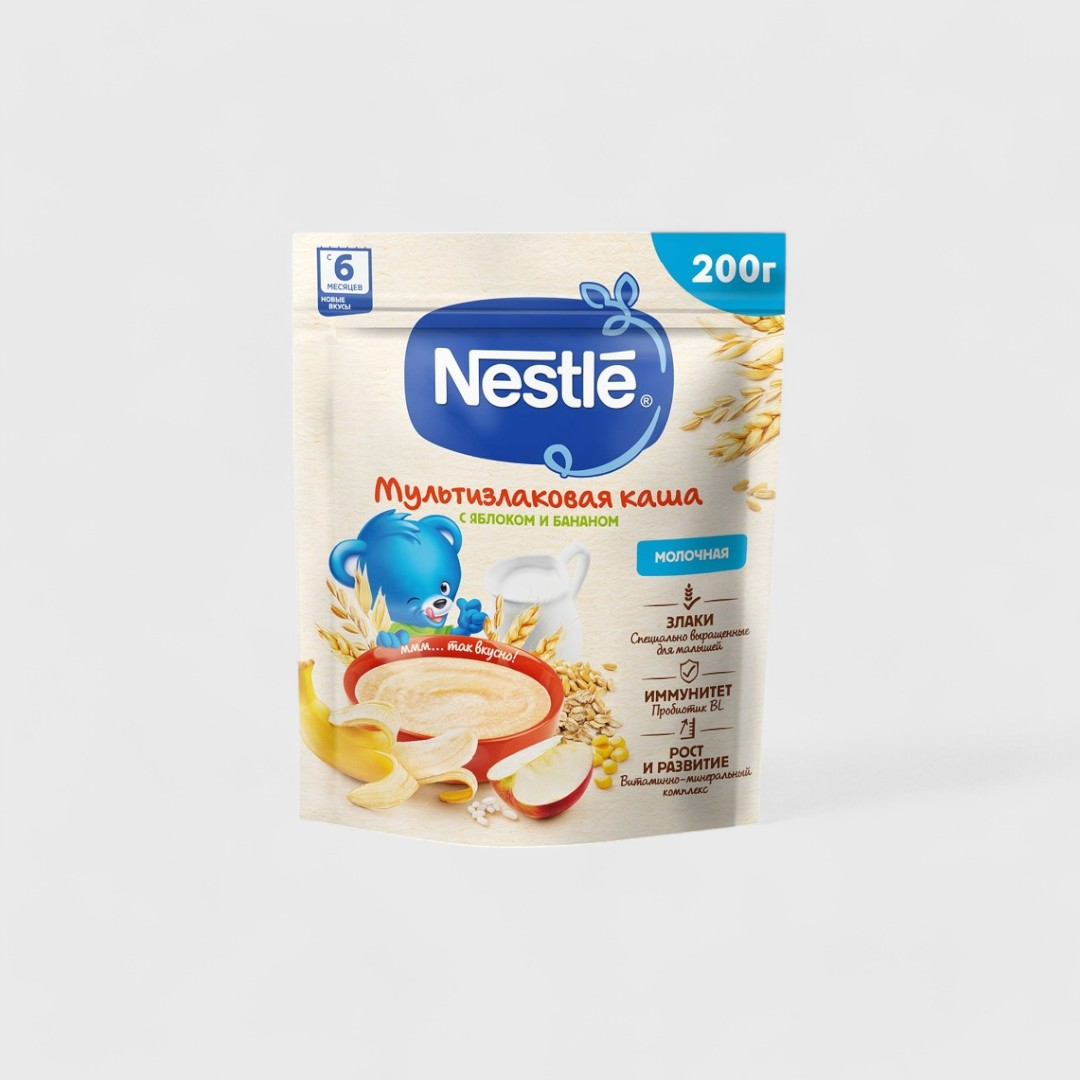 Nestlé мультизлаковая каша с яблоком и бананом