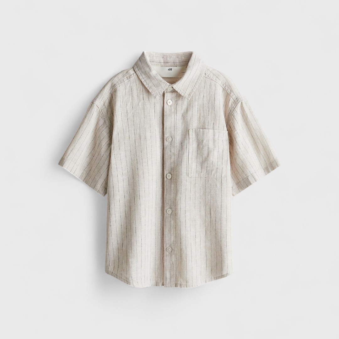 H&M Бежевая рубашка с коротким рукавом