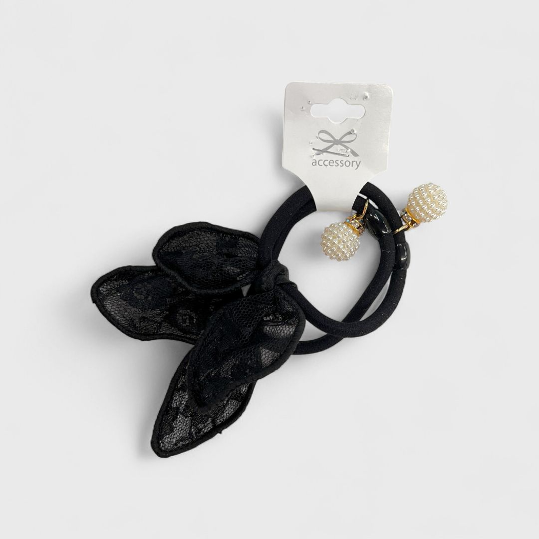 Черные резинки для волос с бантиками