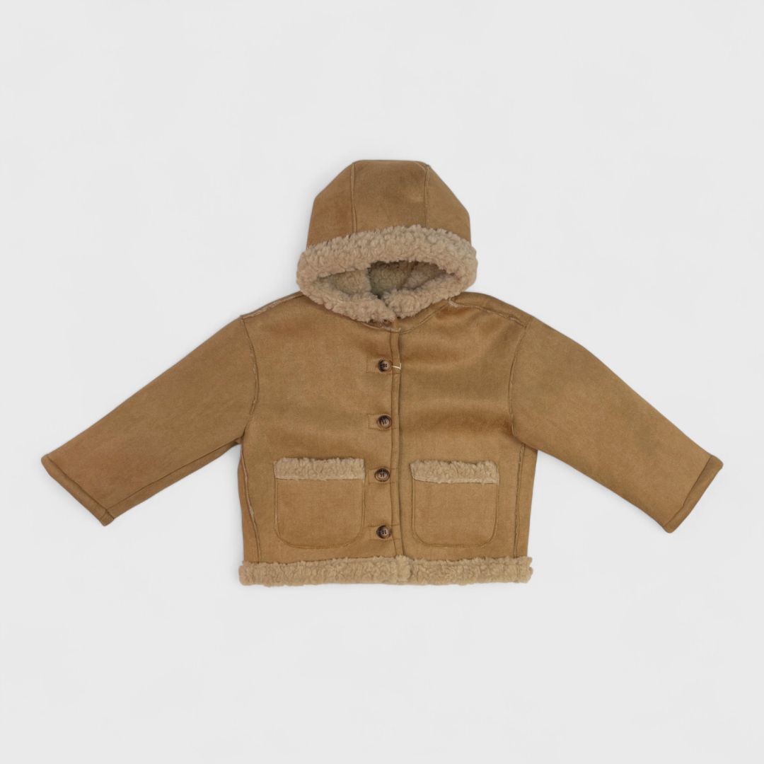 Бежевый куртка с капюшоном