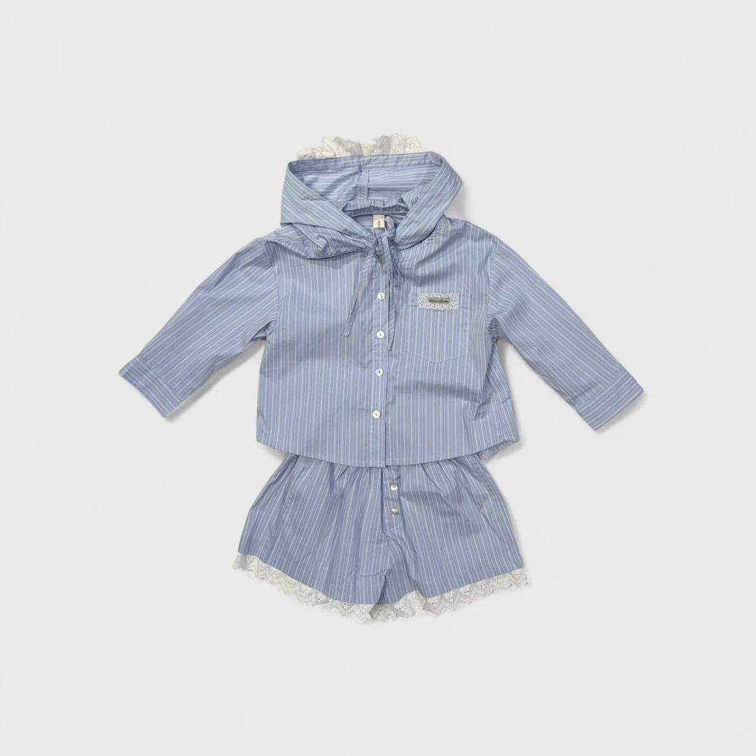 Синяя полосатая двойка для девочек