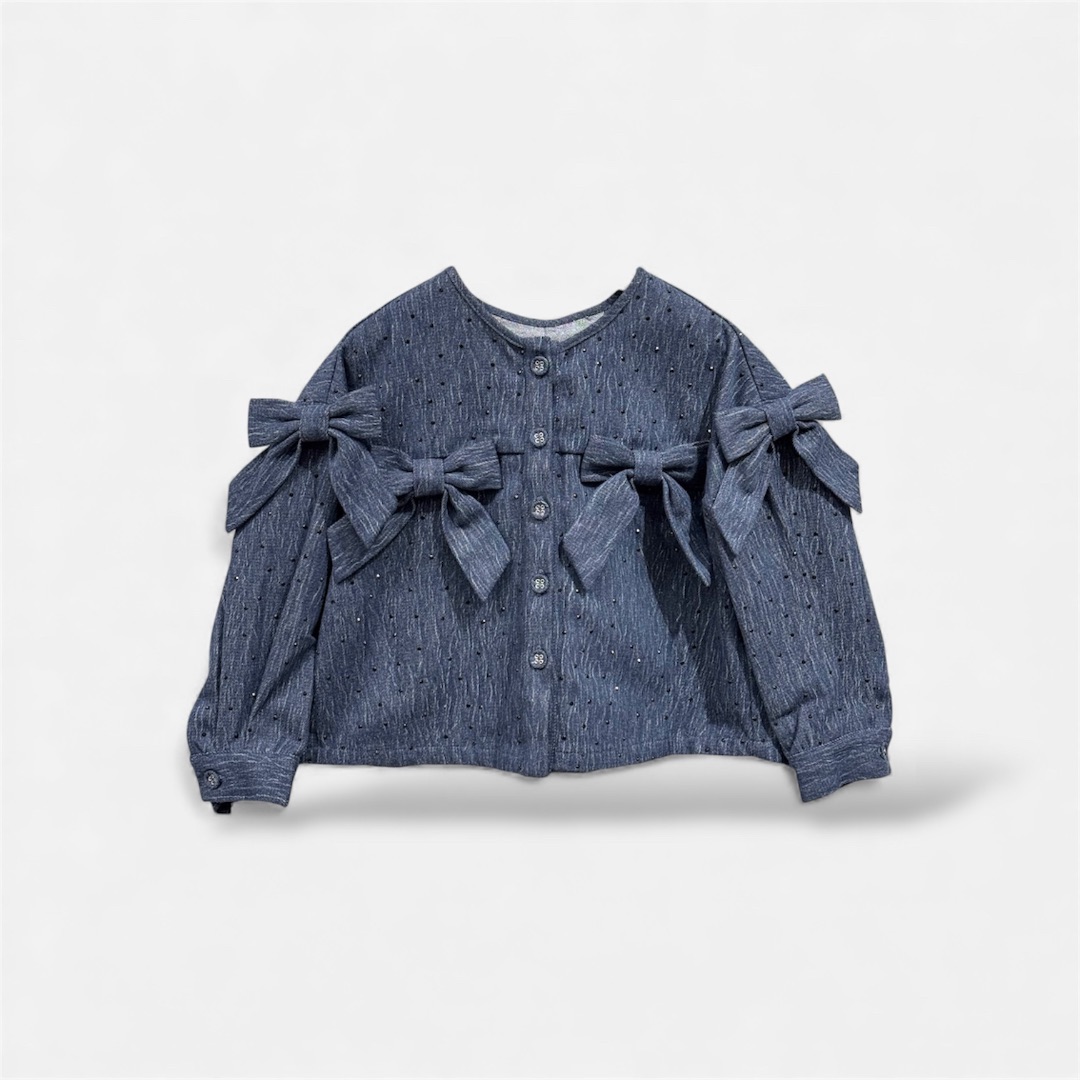 Темно-синяя джинсовка с бантиками