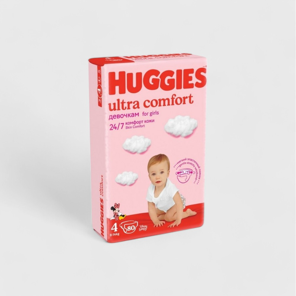 Huggies розовые подгузники Ultra Comfort (4) для девочек 80шт