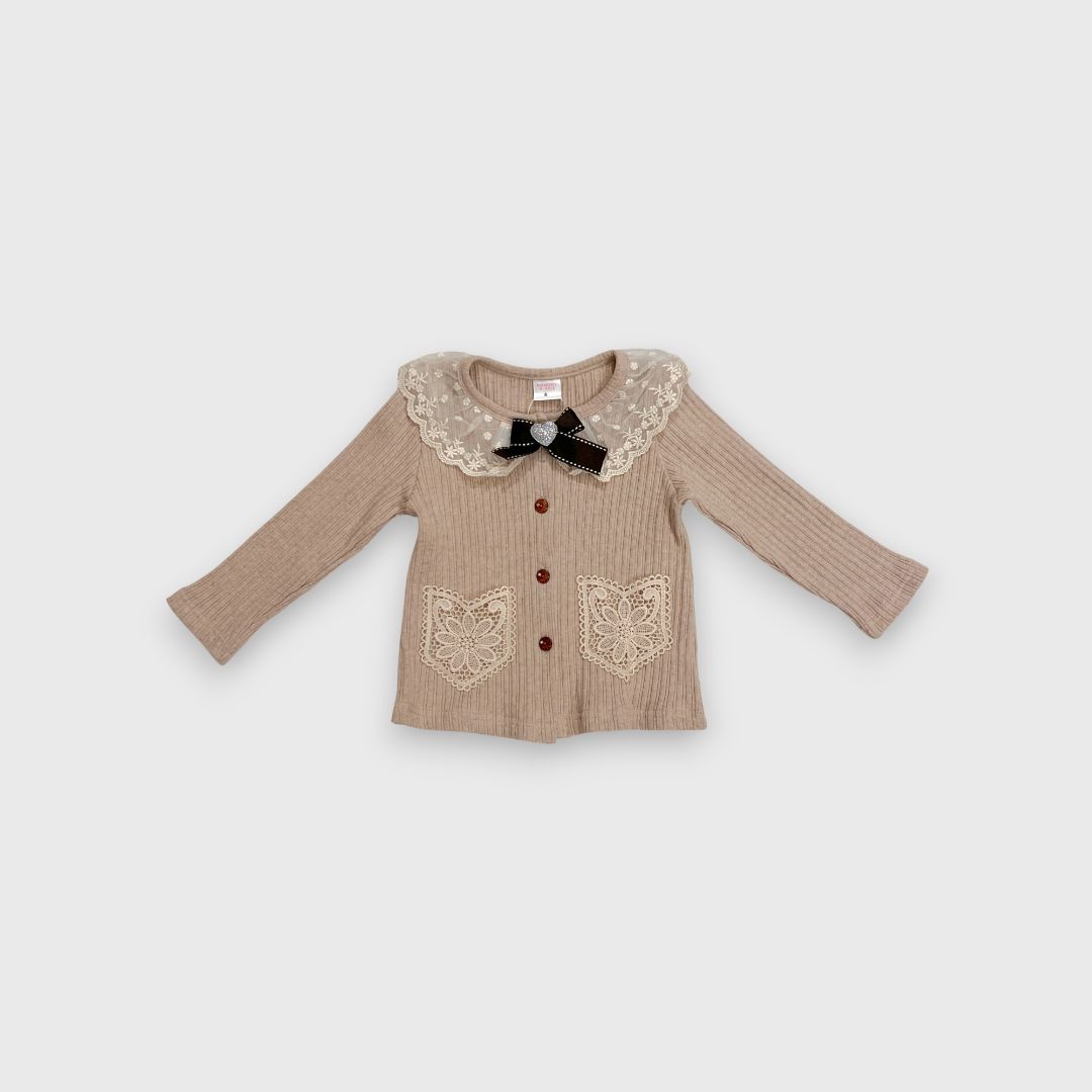 Бежевый кардиган с кружевами
