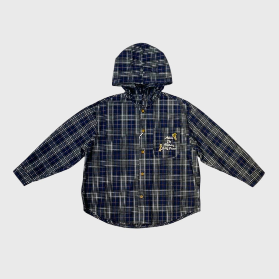 Синяя клетчатая рубашка с капюшоном