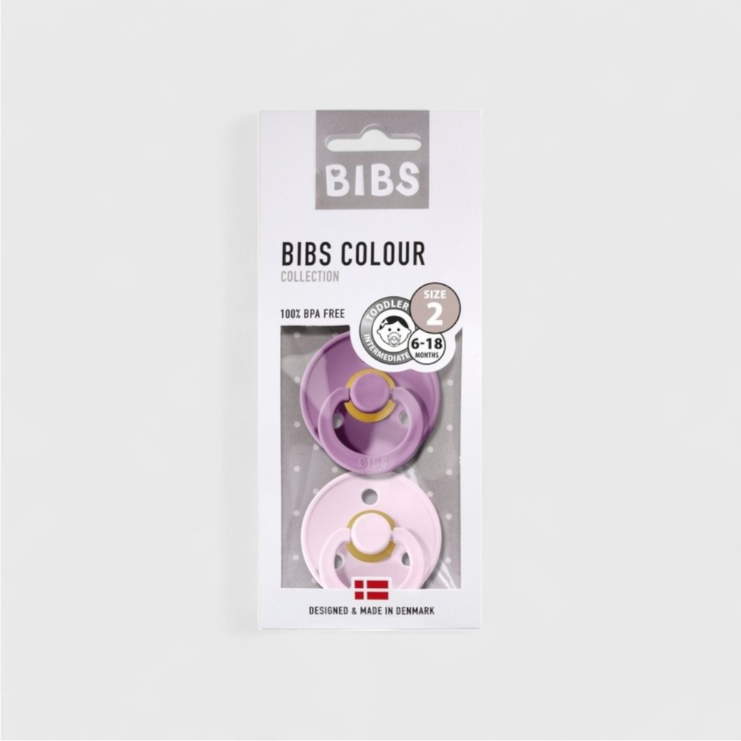 Bibs colour пустышки 6-18 мес, lavander/baby pink, 2шт