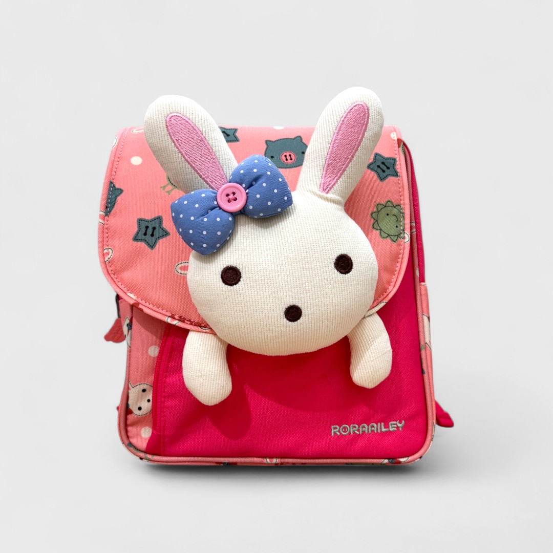 Розовый рюкзак с зайцем