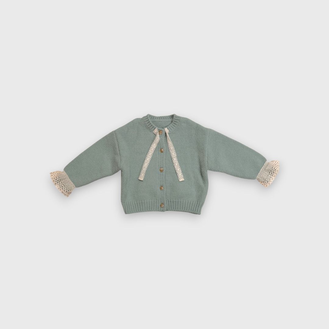 Кардиган мятного цвета с кружевом