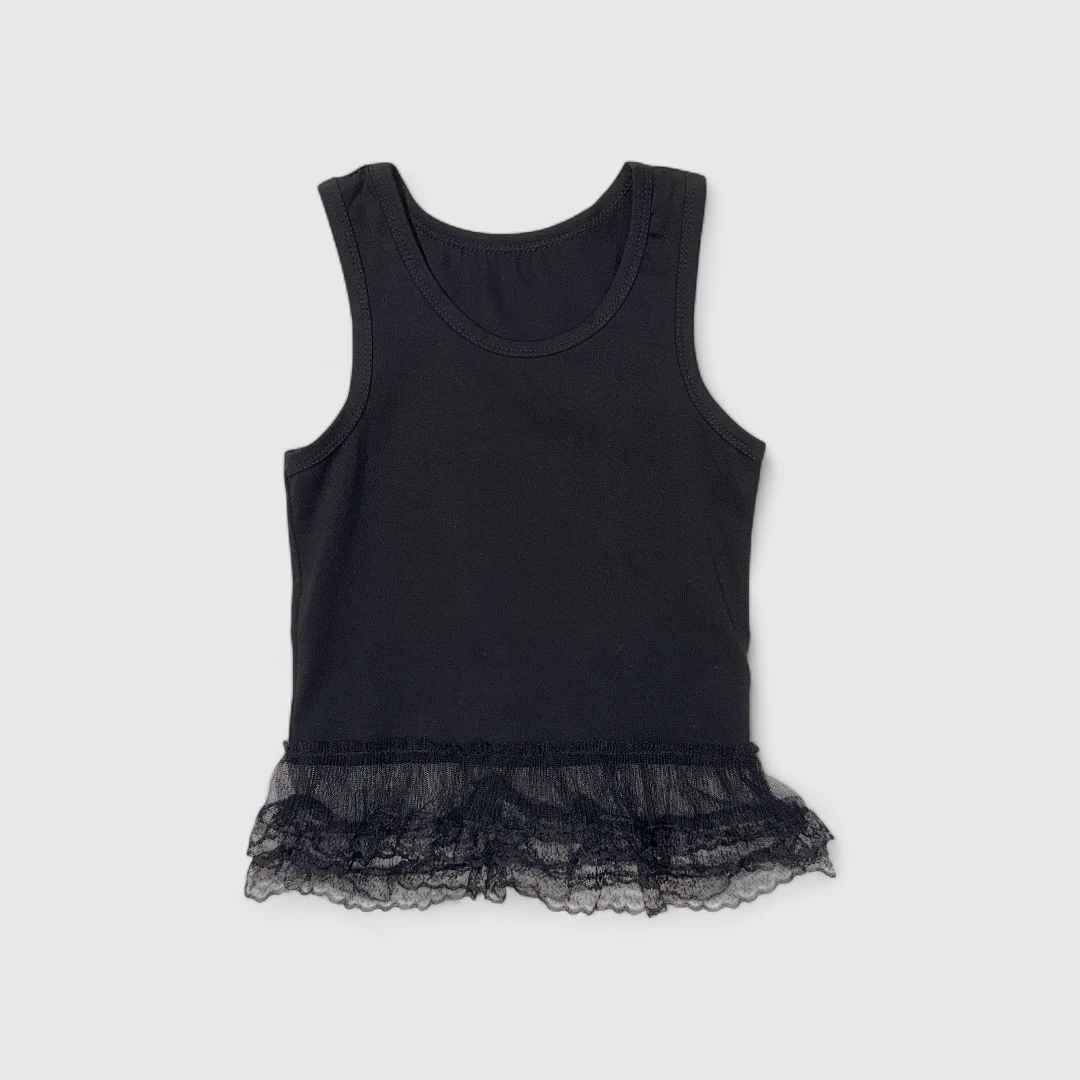 Черная майка с кружевом