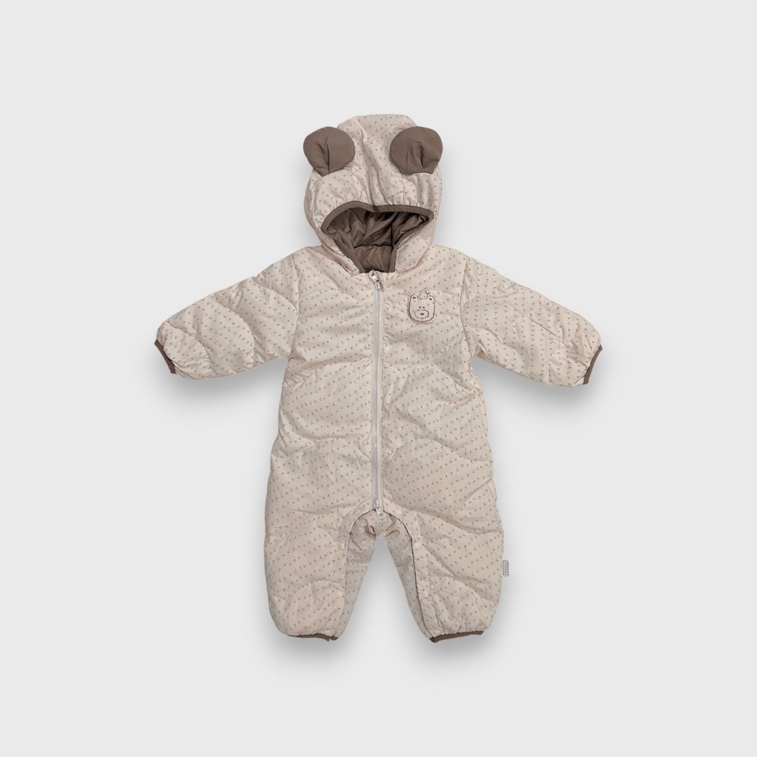 Бежевый детский комбинезон с капюшоном