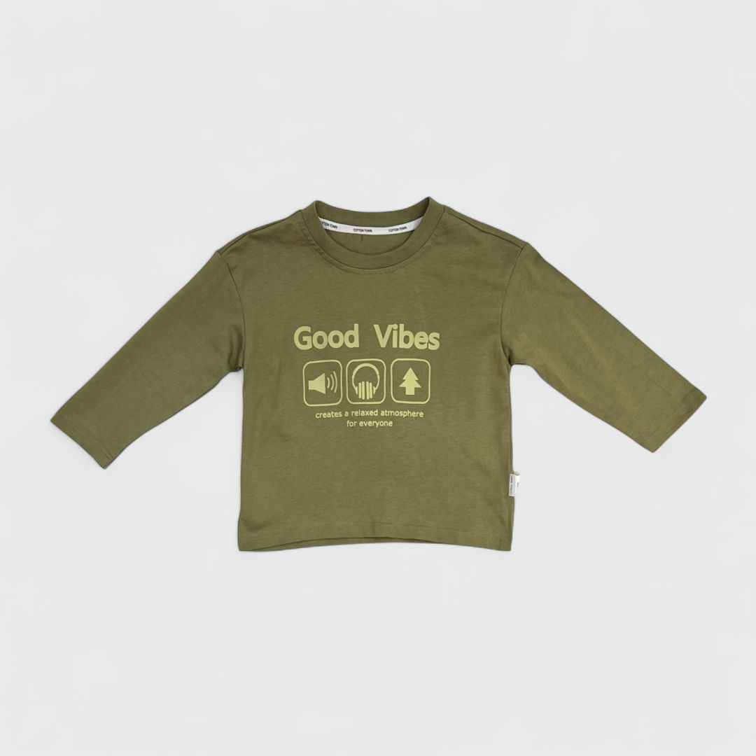 Оливковый лонгслив Good Vibes