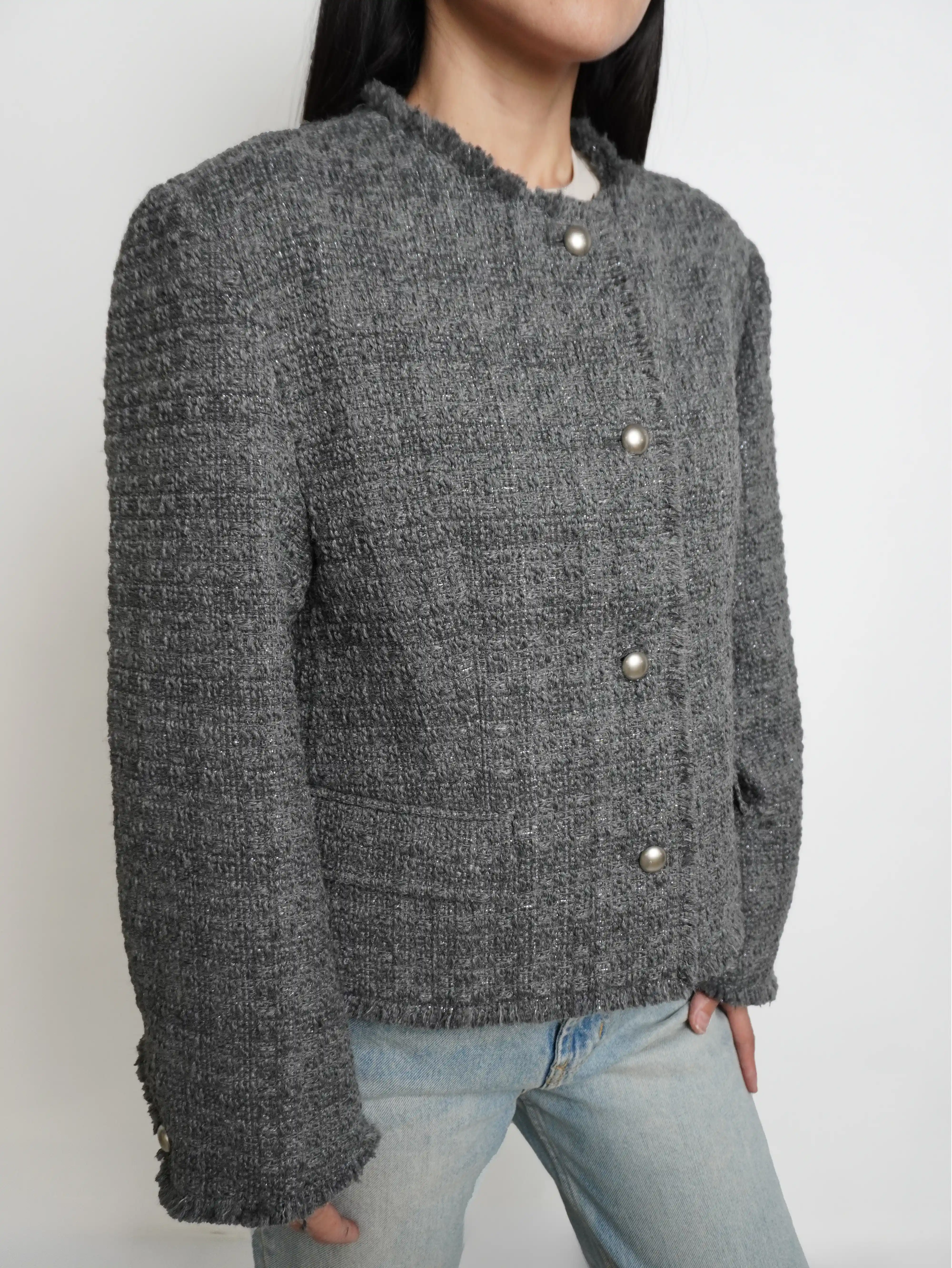Твид пиджак с пуговицами