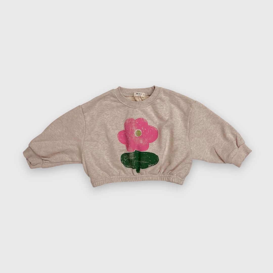 Бежевый свитшот с цветочным принтом