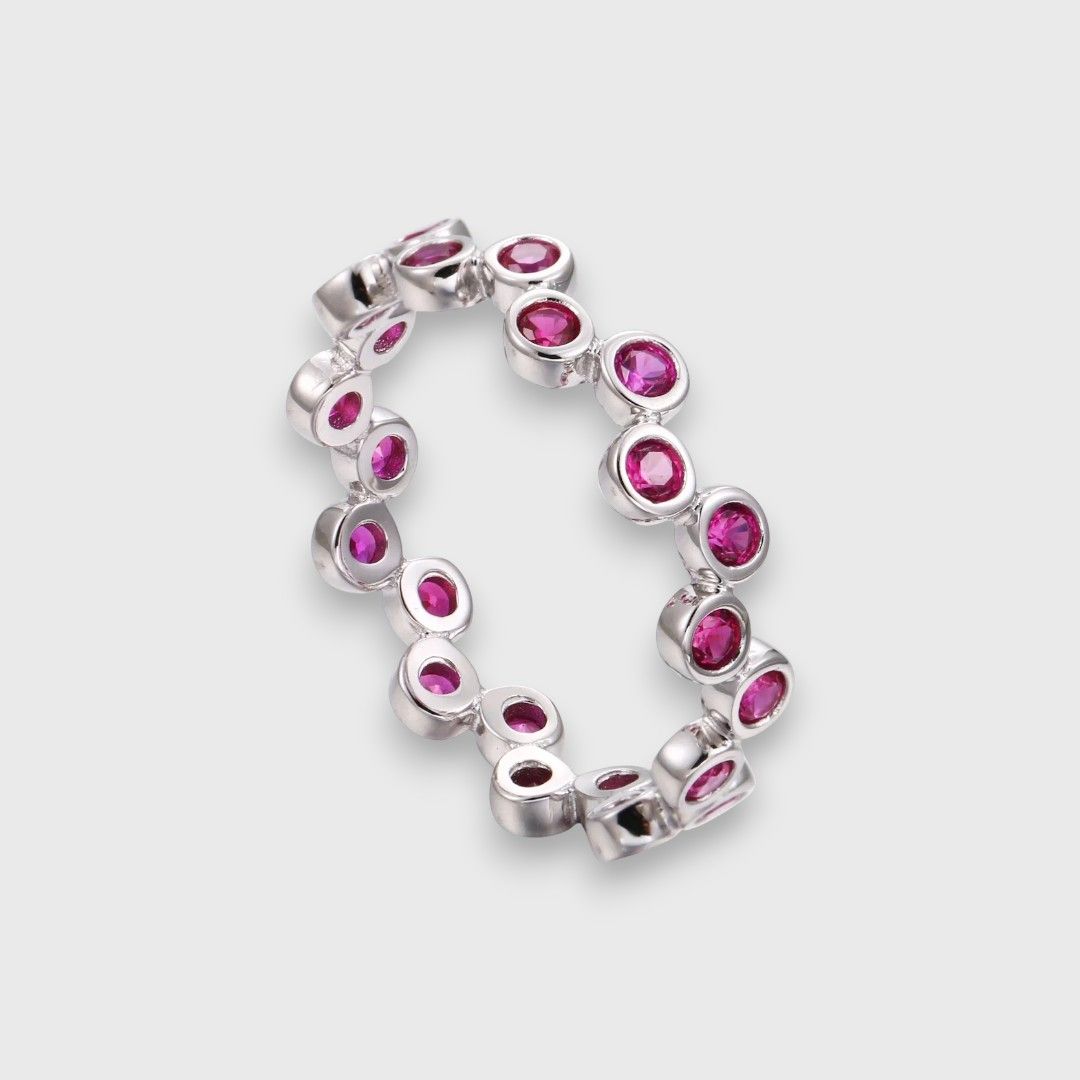 Серебряный кольцо с розовыми камнями