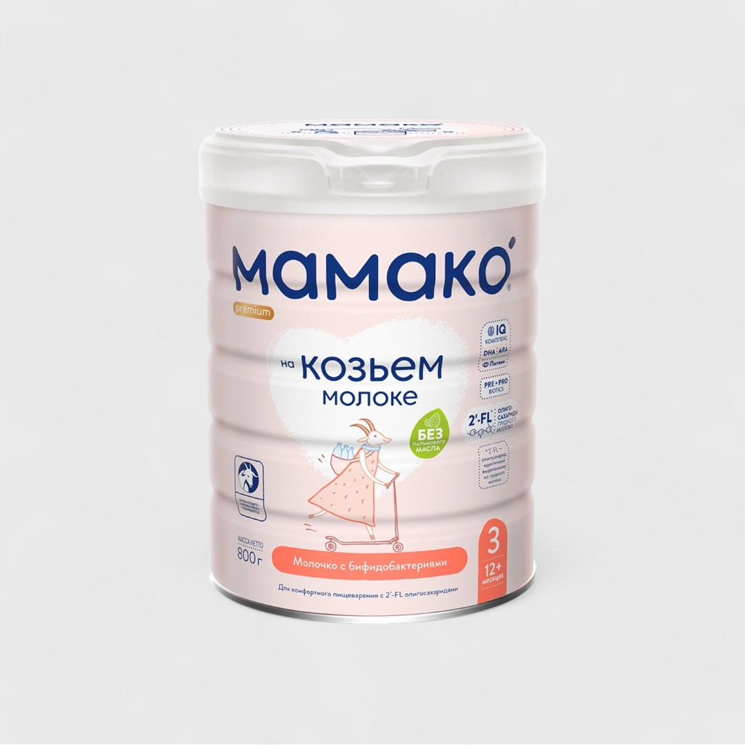 Mamako розовое молоко на козьем молоке молочко с бифидобактериями, 800 гр