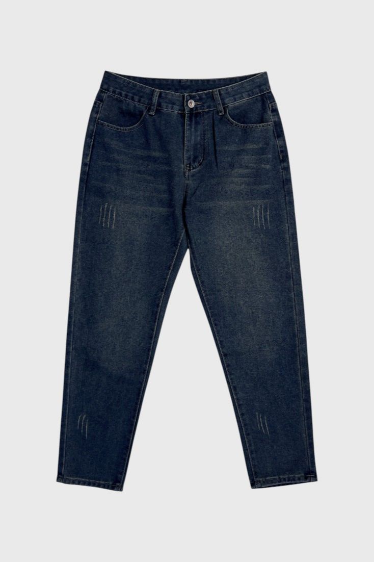 Синие джинсы прямого кроя