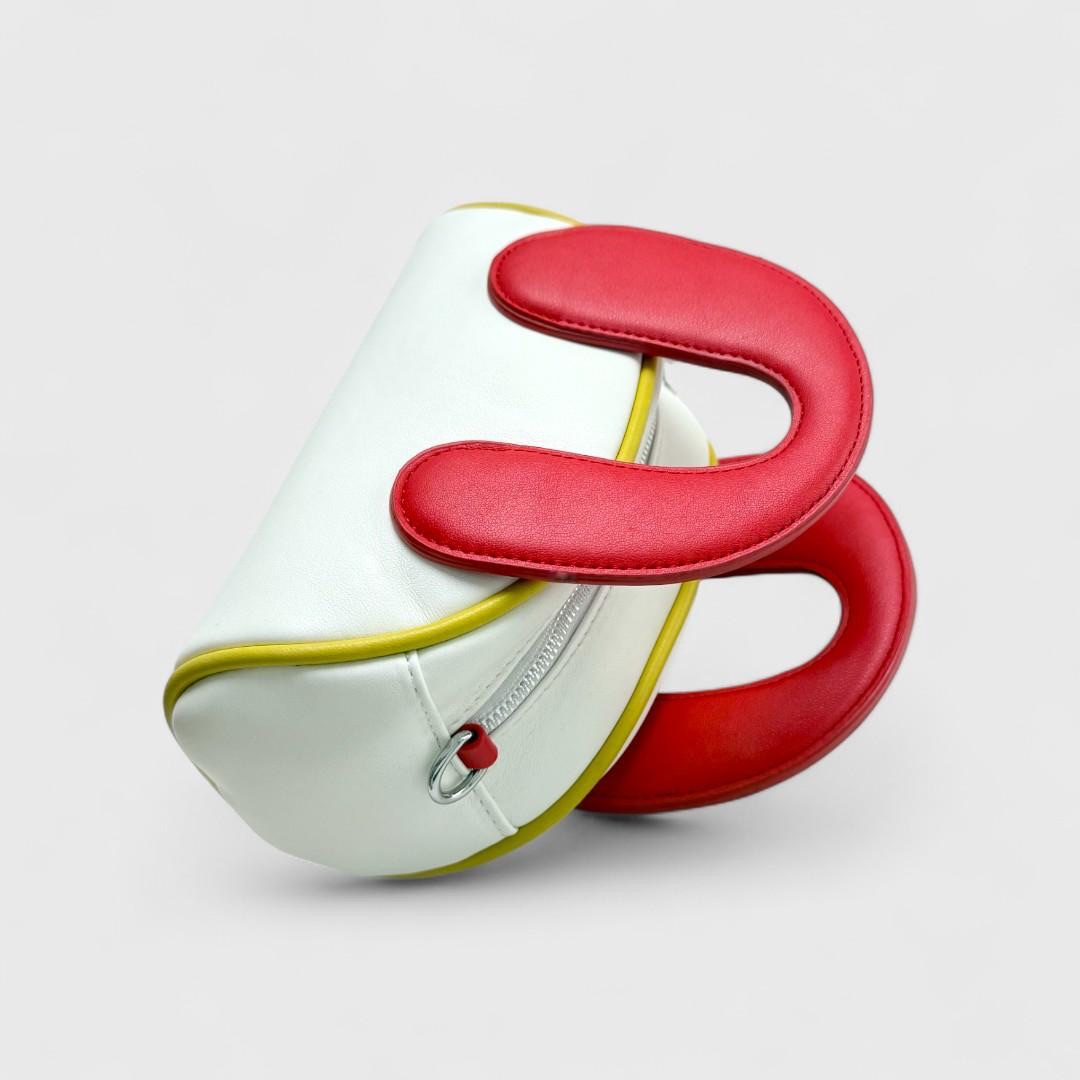 White Red Leather Handbag