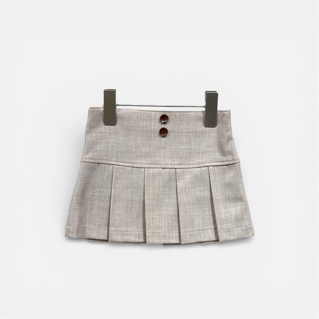 Серая юбка-плисе с пуговицами