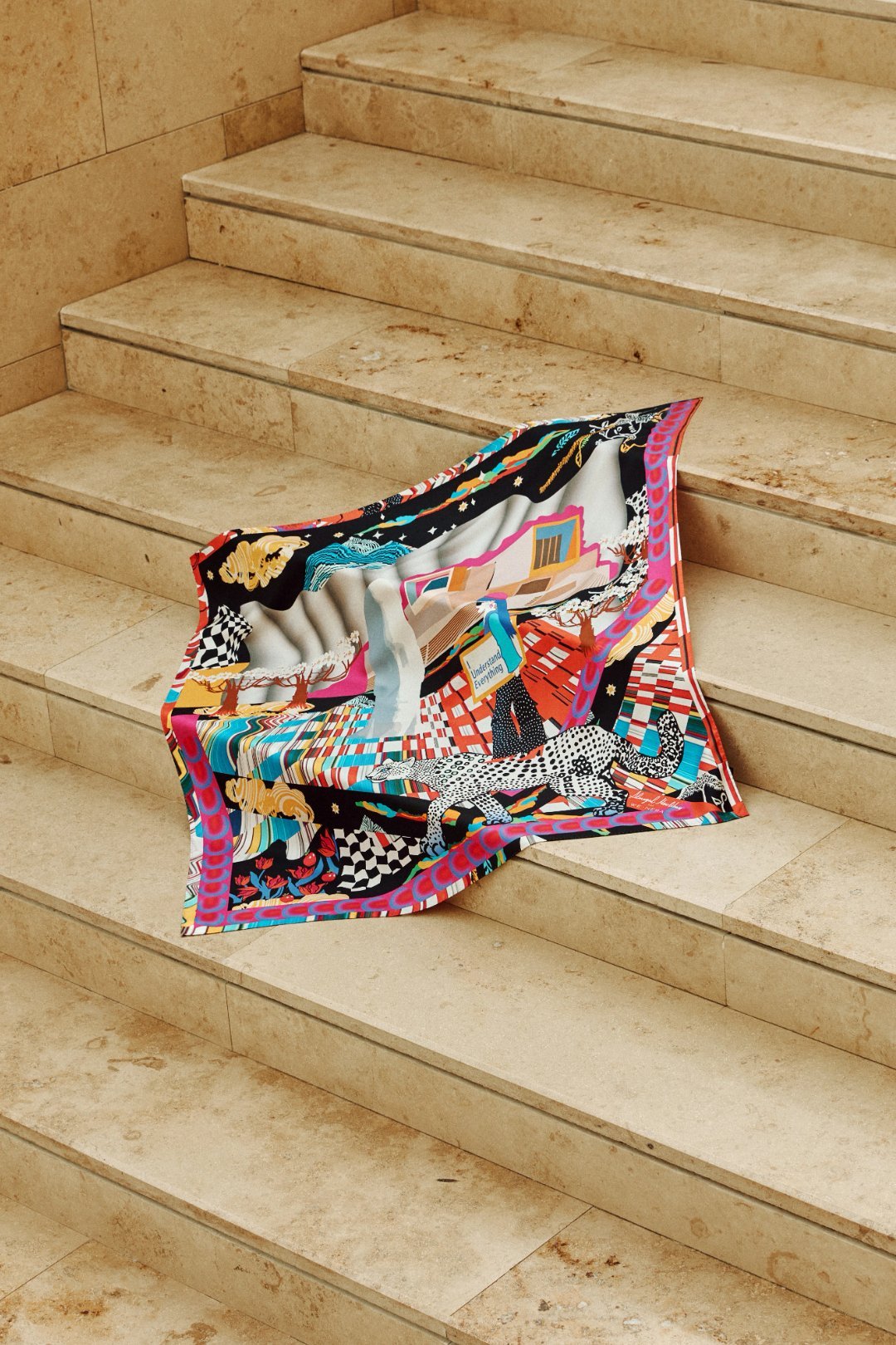 Alma One-Sided Polyester Scarf with Museum Print