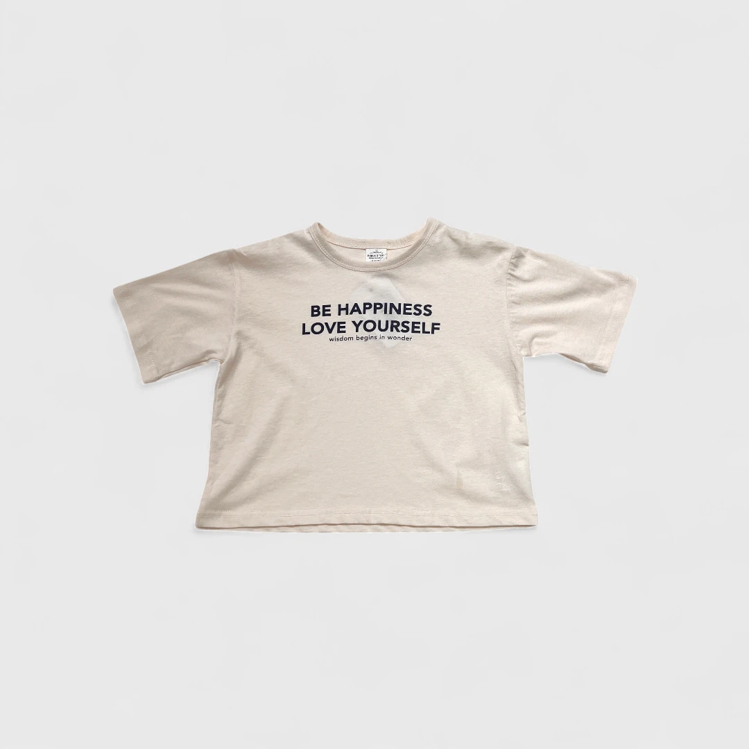 Бежевая футболка с принтом