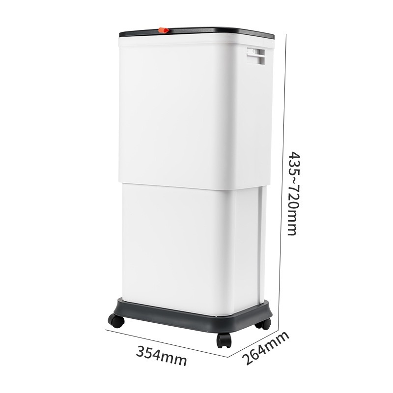 Белый мусорный контейнер с колесиками 45L