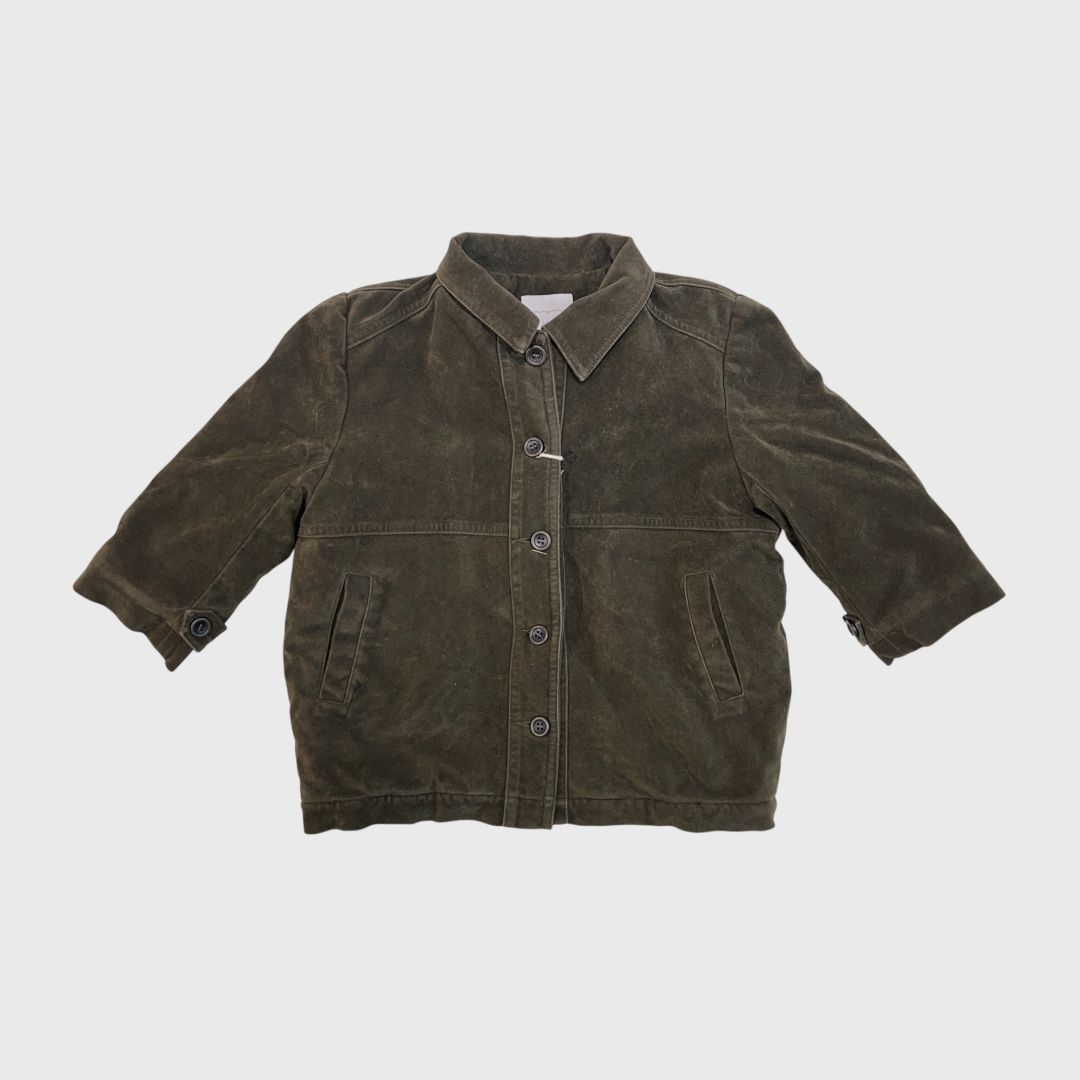 Зеленая куртка из замши