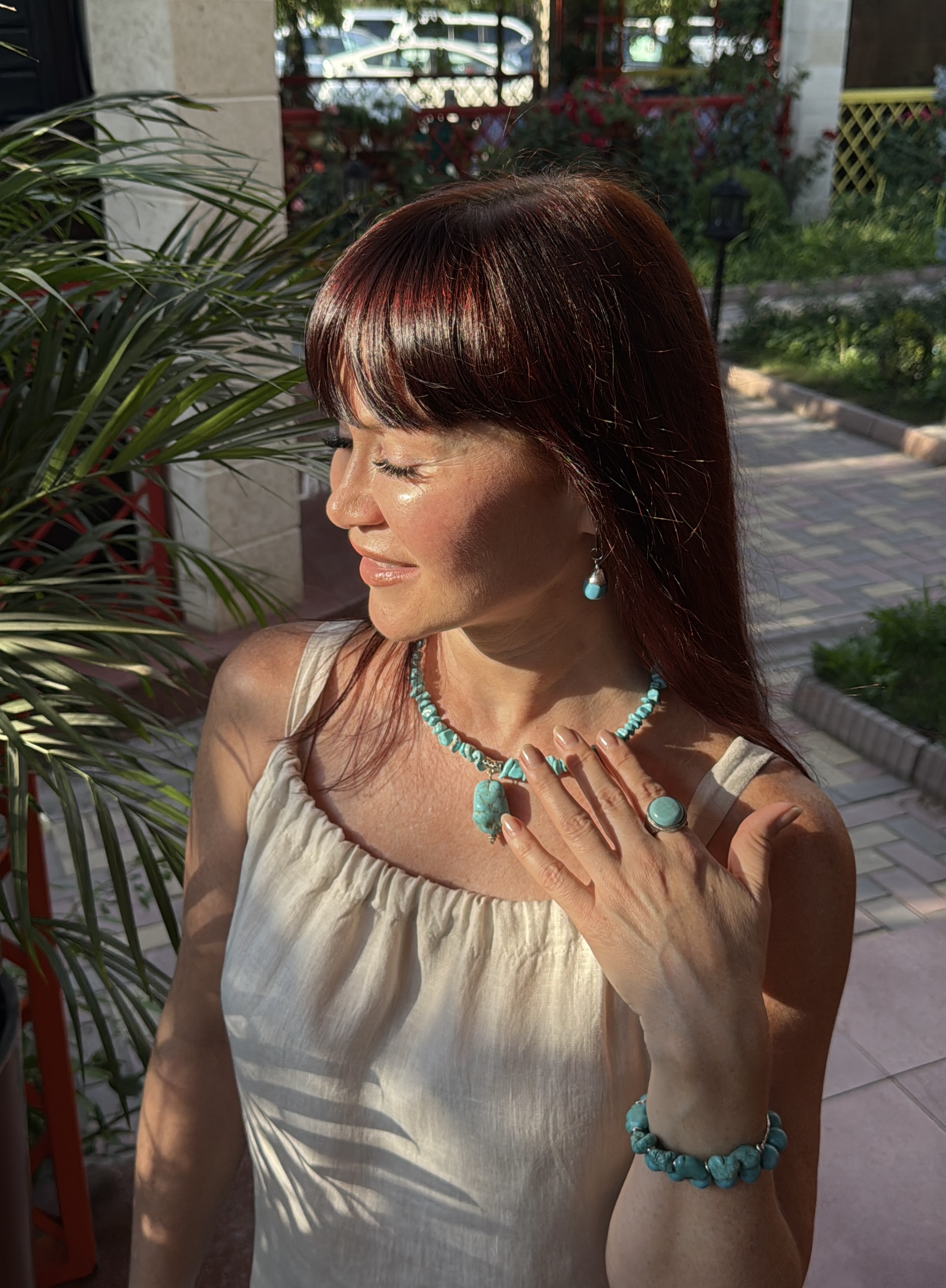 Комплект украшений из натурального камня бирюза 