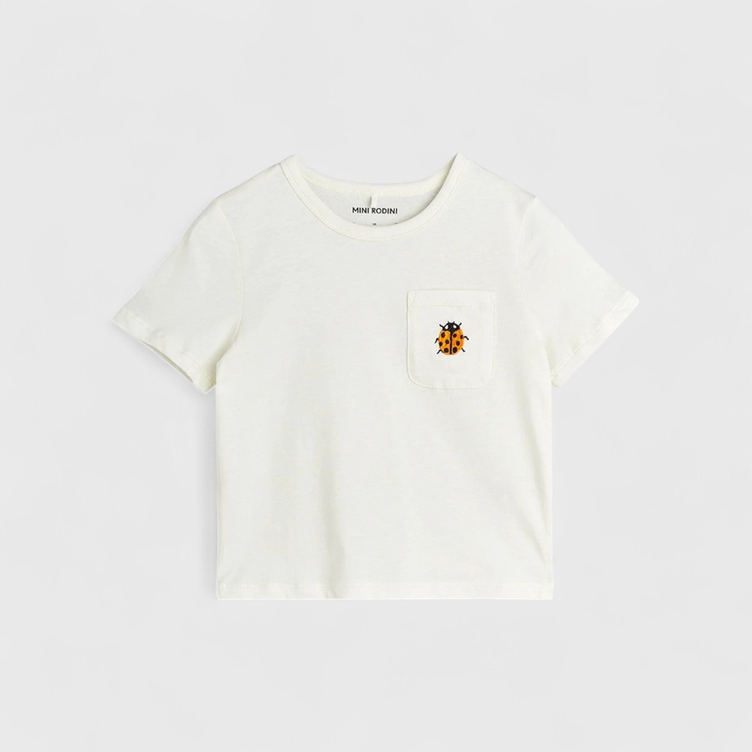 Белая футболка Mini Rodini с божьей коровкой