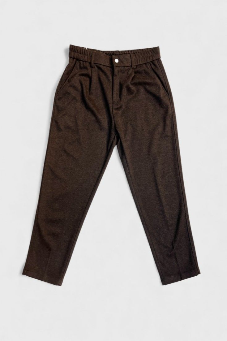 Коричневые брюки с эластичным поясом