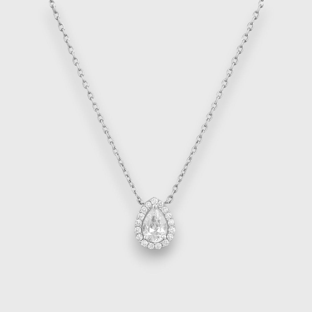 Серебряная подвеска с каплевидным цирконием